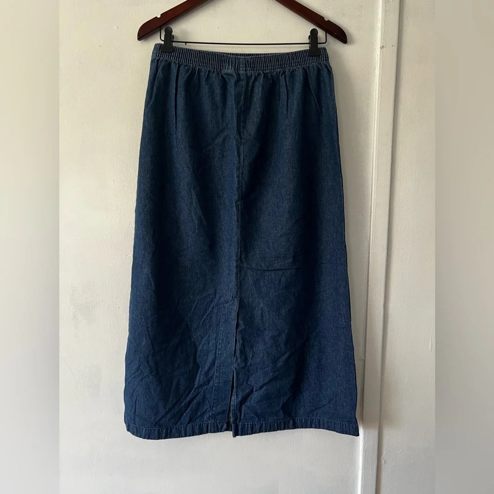 Vintage Embroidered Denim Skirt - Blue - Picture 7 of 11